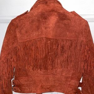 Rust Orange Faux Suede Motor Jacket